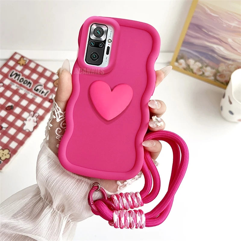 Love Heart Wavy Silicone Case On For Xiaomi Redmi Note