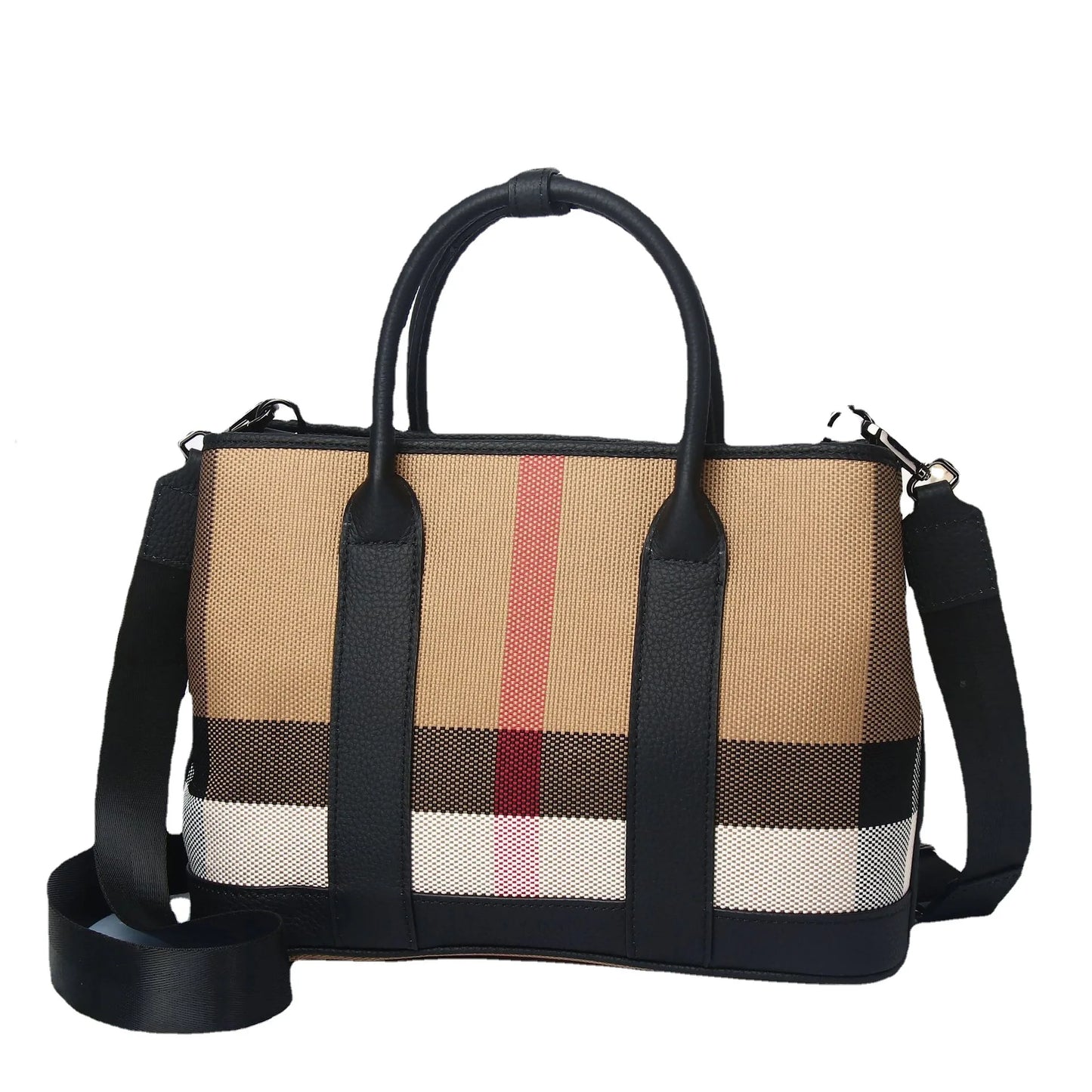 High Capacity Leather Canvas Tote Bag