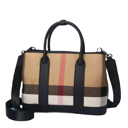 High Capacity Leather Canvas Tote Bag