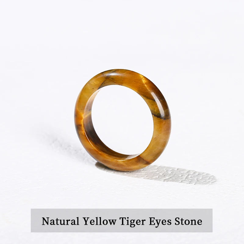 1 Pc Natural Stone Jade Crystal Agate Obsidian Fengshui Lucky Rings