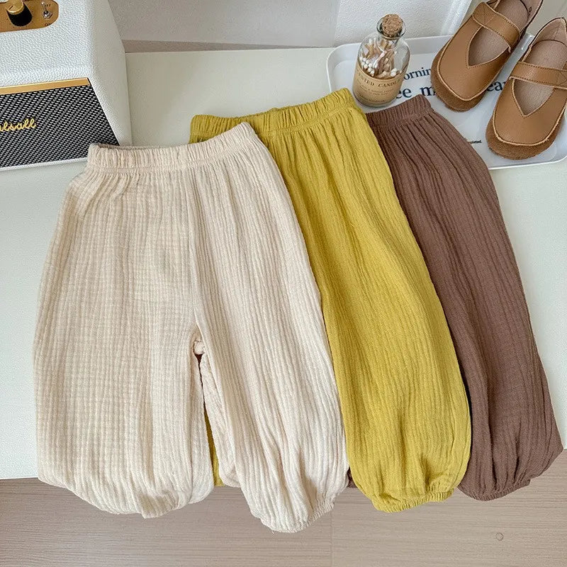 9m-6y Kids Clothing Summer Thin Solid Color Pants