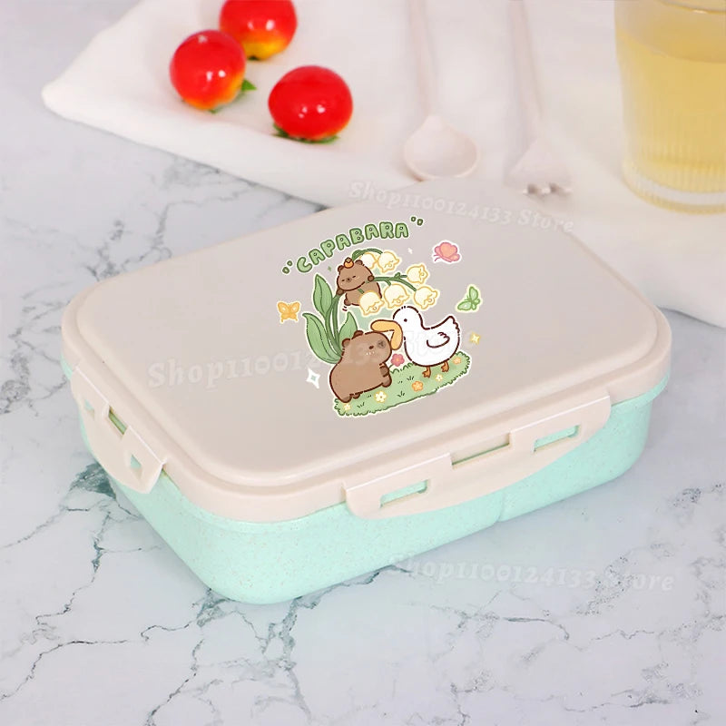 Capybara Lunch Boxes Kids Cute Anime Print Separate Lunch Box