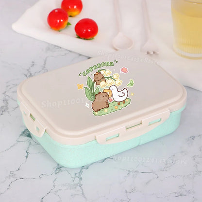 Capybara Lunch Boxes Kids Cute Anime Print Separate Lunch Box