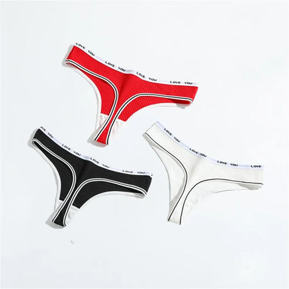 3pcs Ribbed Cotton G String Lingerie