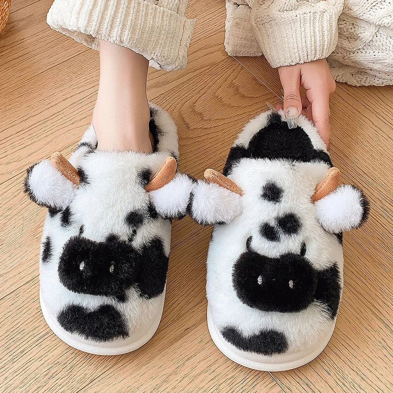 DANA Winter Warm Cartoon Cow Slippers