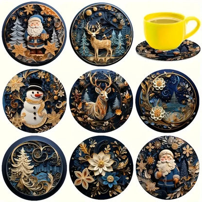 8PCS 10cm Wooden Coaster Teapot Mat