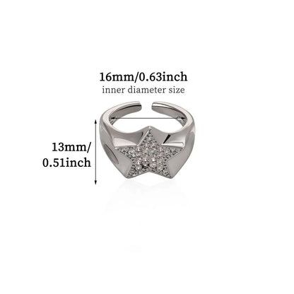 Zircon Star Knot Gold Stainless Steel Geometric Rings