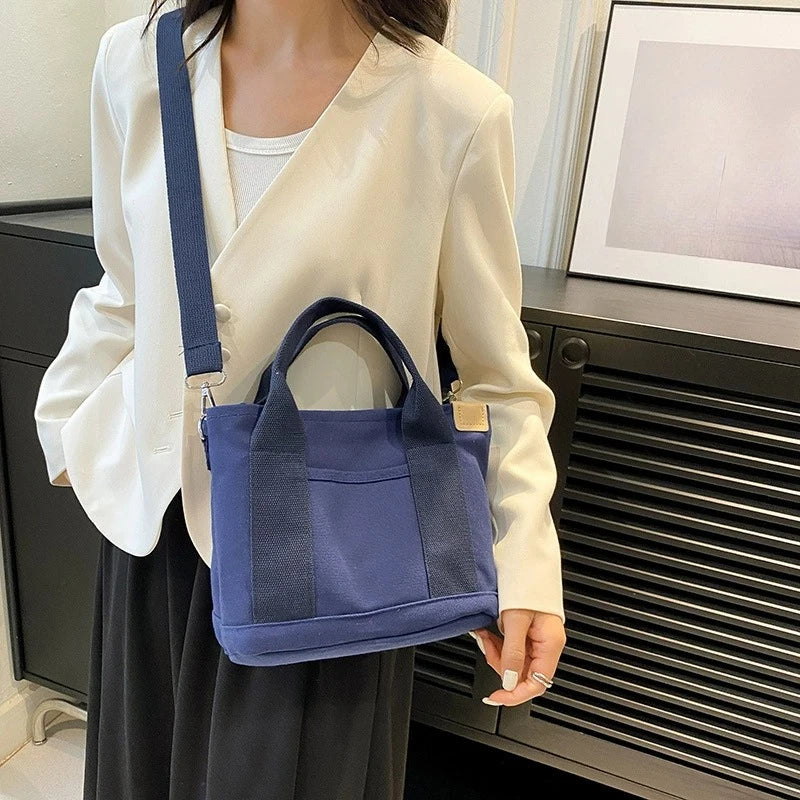 Casual Canvas Crossbody Adjustable Strap Tote Multiple Bag