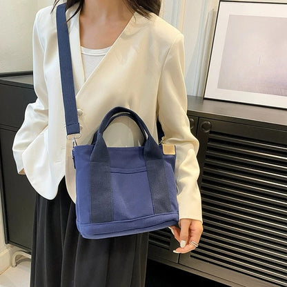Casual Canvas Crossbody Adjustable Strap Tote Multiple Bag