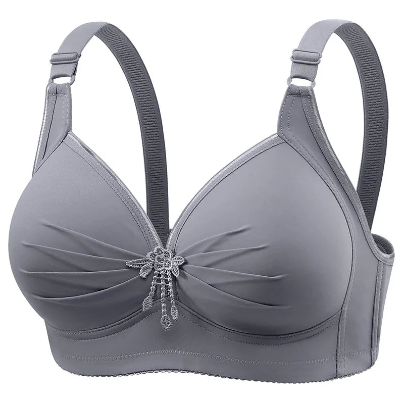 Plus-size Brassiere Wire-free Middle-aged Underwear Three-row Hook Large Cup Bra