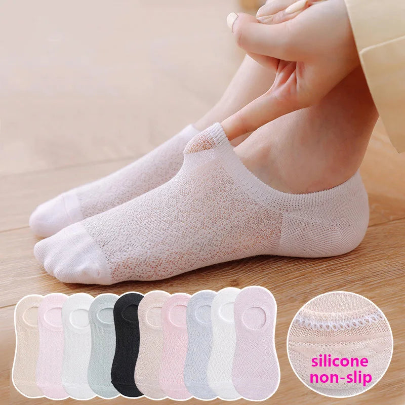 5Pairs Slippers Cotton Invisible Socks