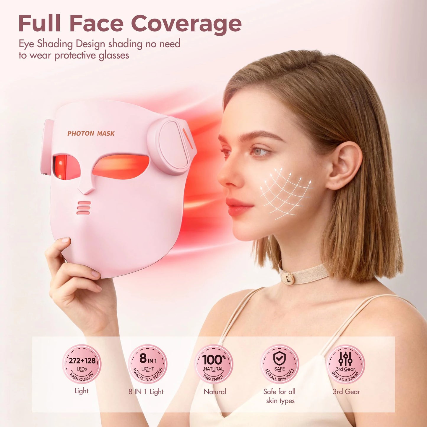 Portable Silicone LED Face Mask 8 Colors LED Red Light Near Infrared Therapy Facial Mask Repair Skin Wireless