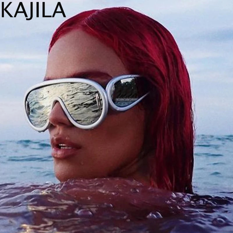 Oversized Wave Mask Luxury Steampunk Sunglasses