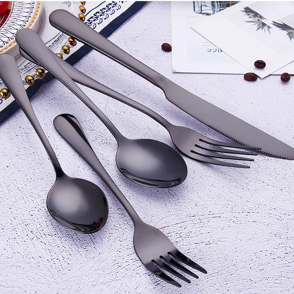 Blue Flatware Stainless Steel Cutlery Tableware Knives Forks Spoons Set