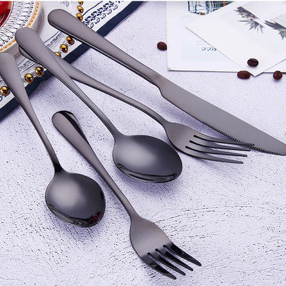 Blue Flatware Stainless Steel Cutlery Tableware Knives Forks Spoons Set