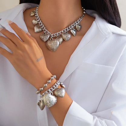 Choker Necklaces Punk Heart Hip Hop Jewelry Set