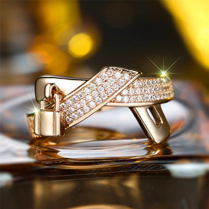 Vintage Gold Luxury White Zircon Stone Promise Love Rings