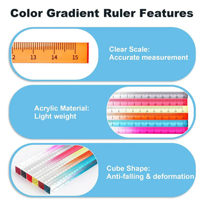 1pcs Colorful Clear Straight Ruler 15cm Four Edges Acrylic Transparent