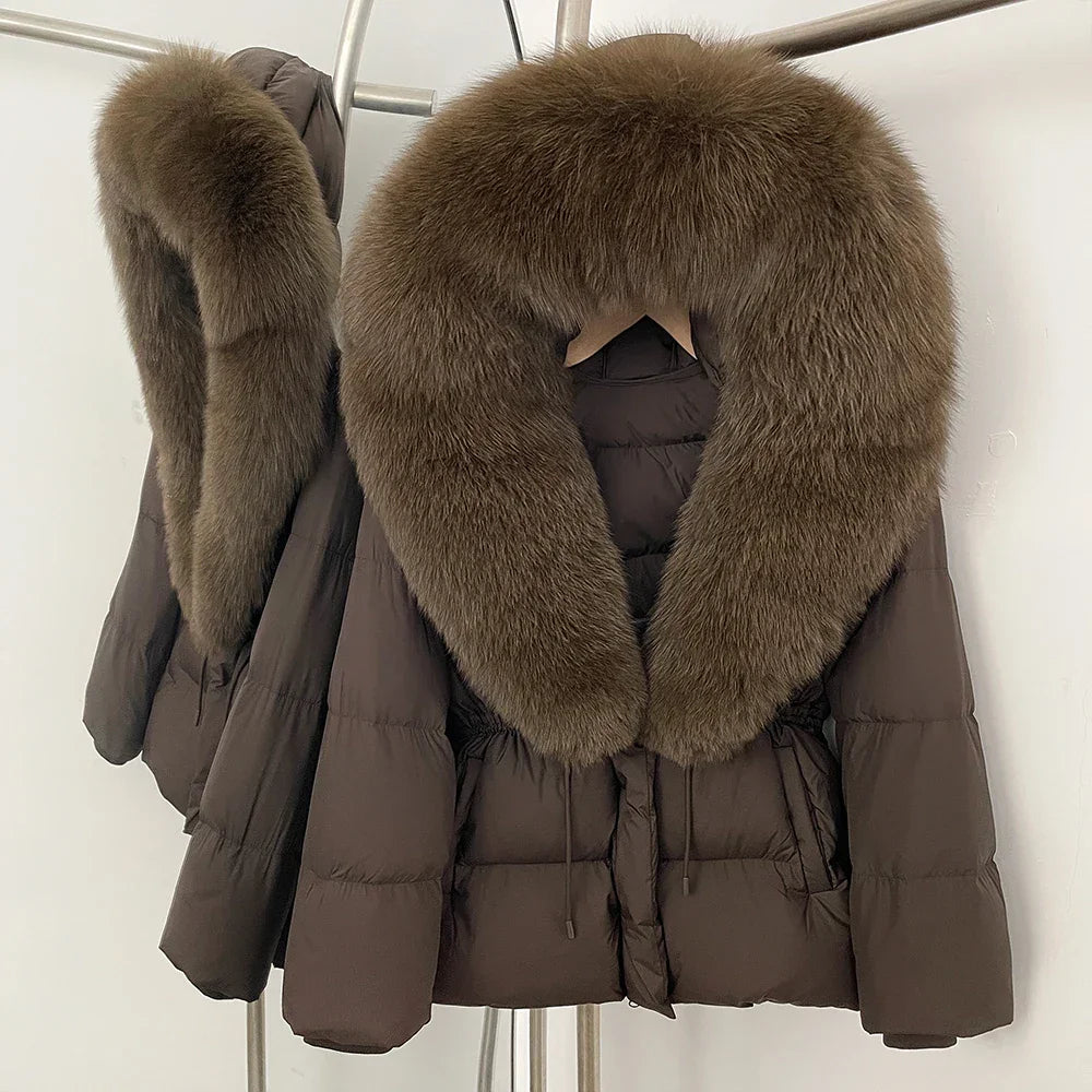 Real Fox Fur Puffer Jacket Coat