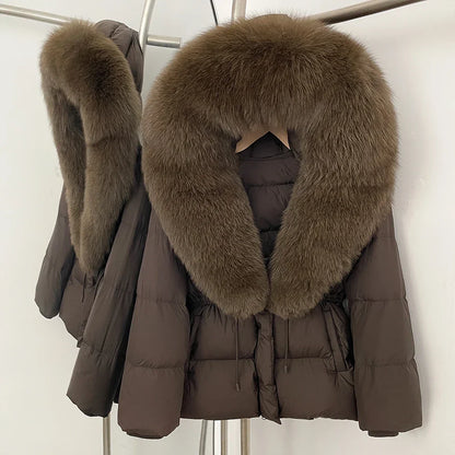 Real Fox Fur Puffer Jacket Coat