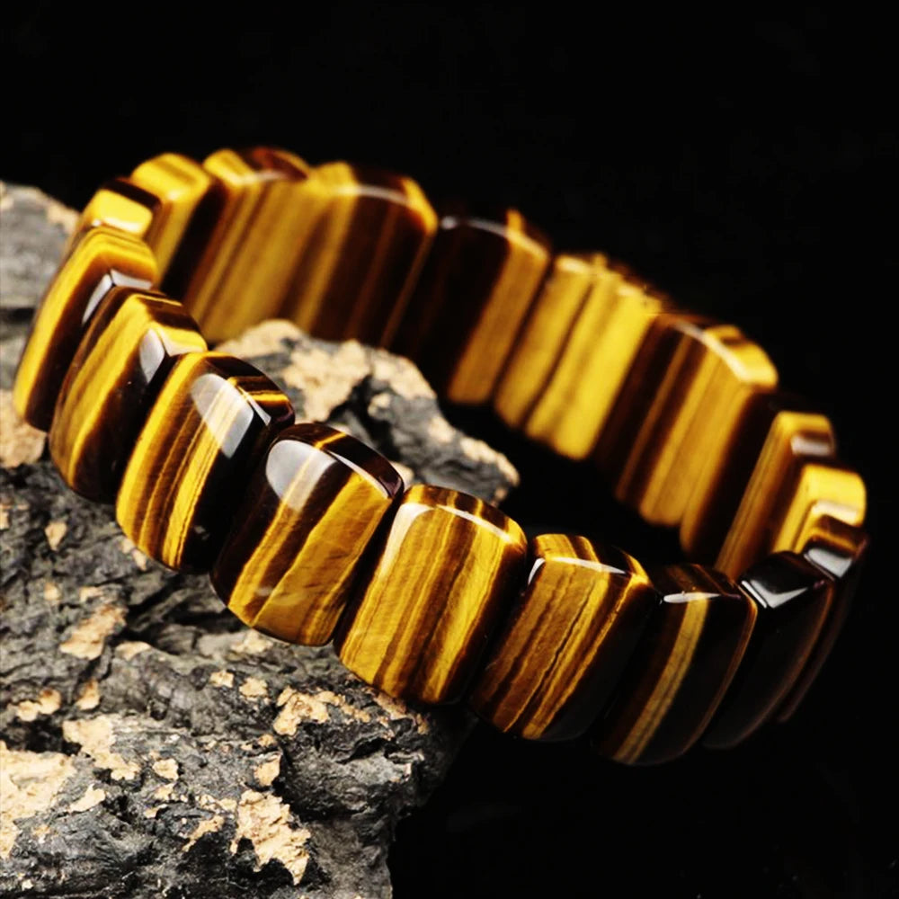 Natural Tiger Eye Stone Square Handmade Reiki Healing Meditation Bangles Bracelets