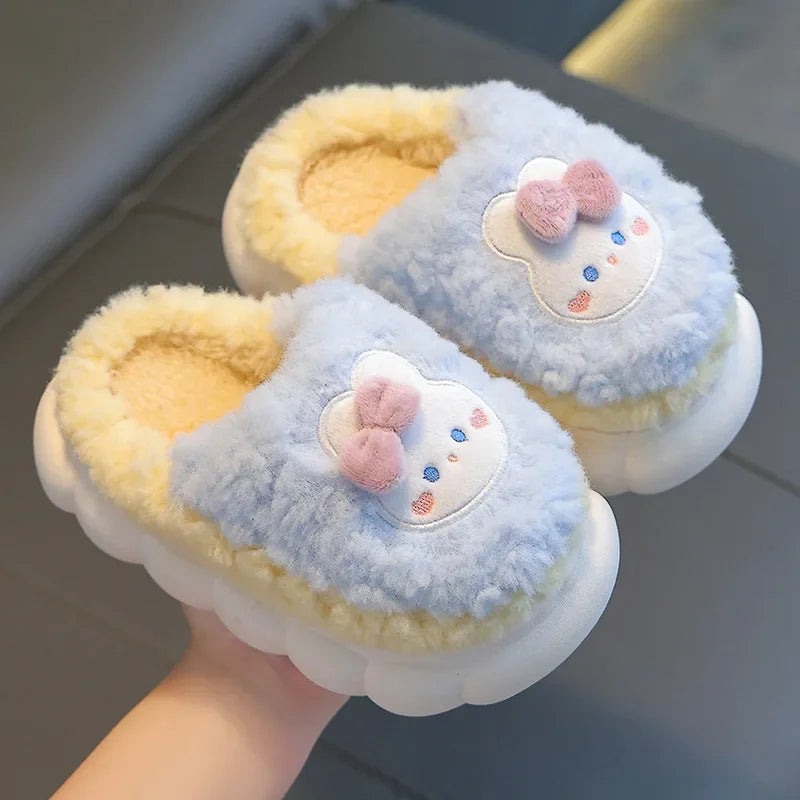 Cute Cartoon Winter Plush Toddler Non-slip Cotton 1-10 Years Slippers
