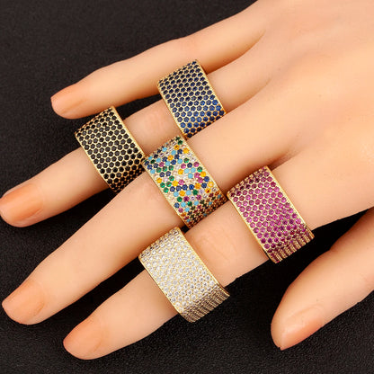 Square Shape Crystal Unisex Copper Zircon Rings