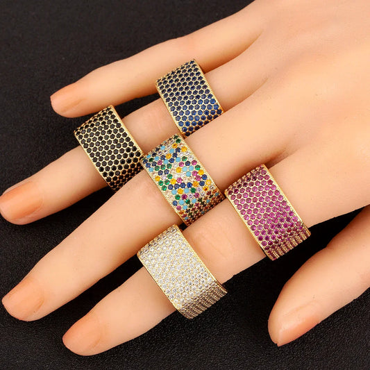 Square Shape Crystal Unisex Copper Zircon Rings