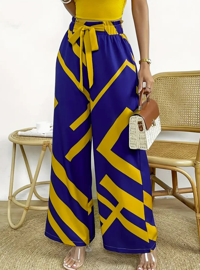 Pantalones geométricos de pierna ancha