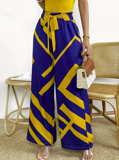 Pantalones geométricos de pierna ancha
