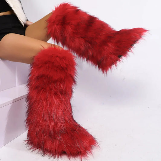 Thigh High Fluffy Furry Faux Fox Boots