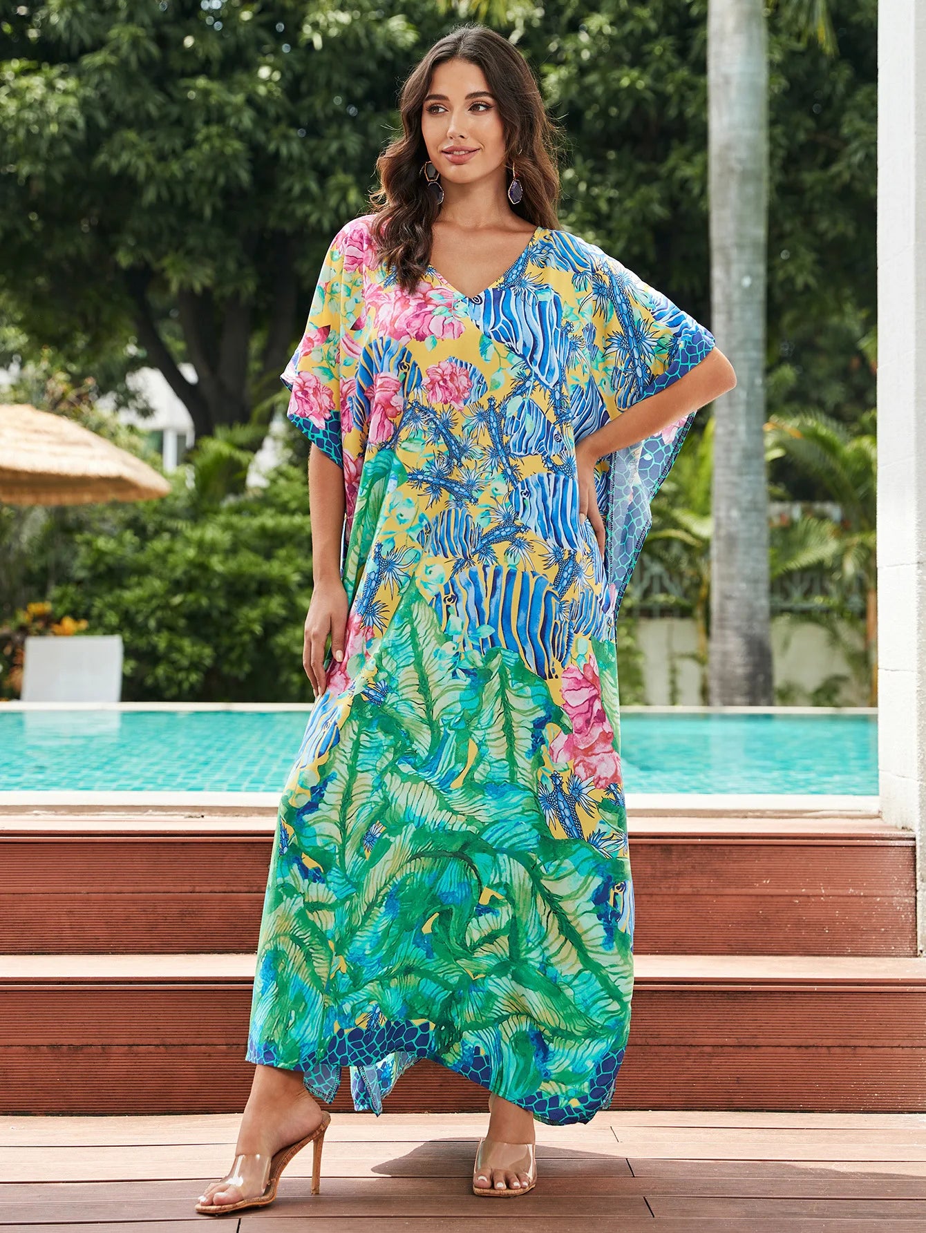 Plus Size Loose Fit Moroccan Batwing Kaftan Beach Dress