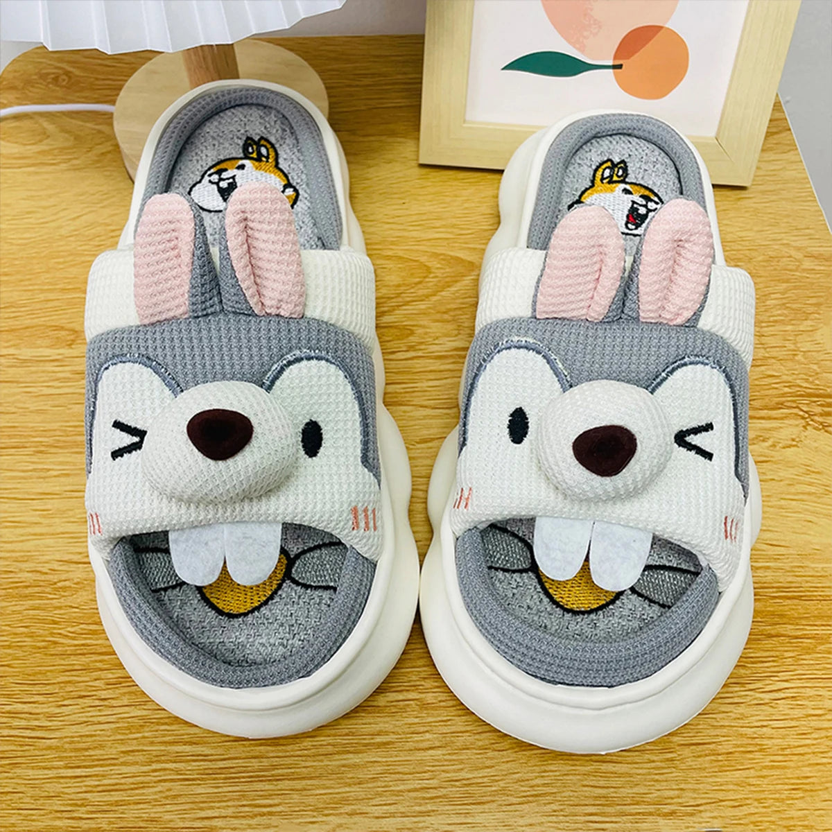 Cute Cartoon Lovely Animals Bedroom Cotton Home Indoor Thick Sole Slippers