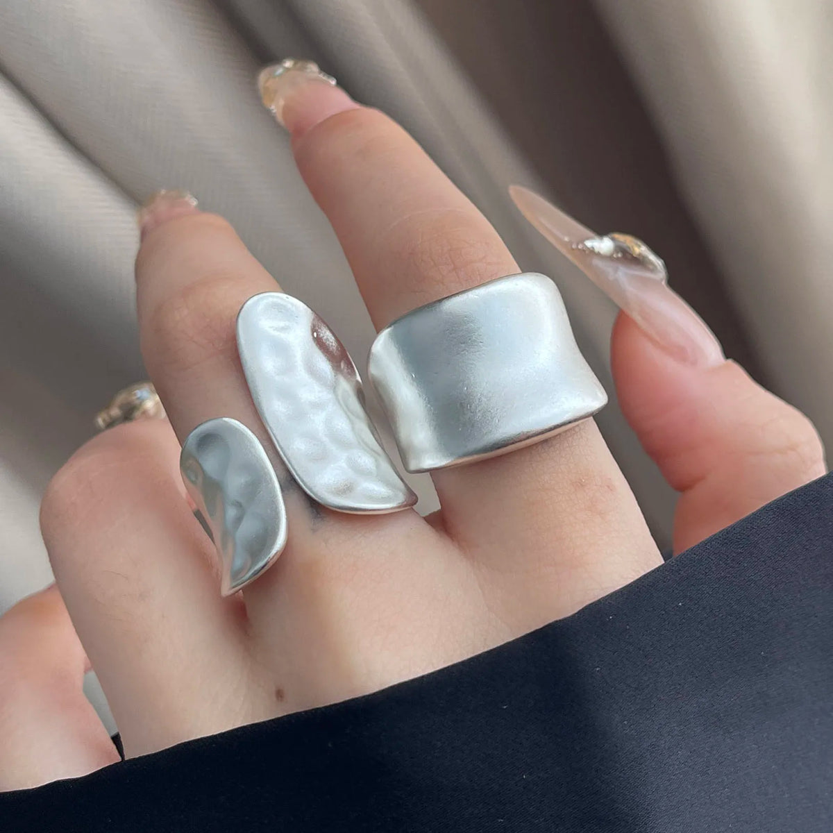 925 Sterling Silver Geometric Wide Sparkling Ring