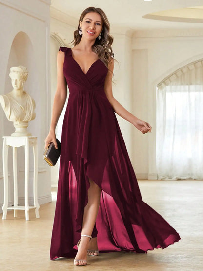 Mgiacy Surplice Front Ruffle Trim Prom Dress