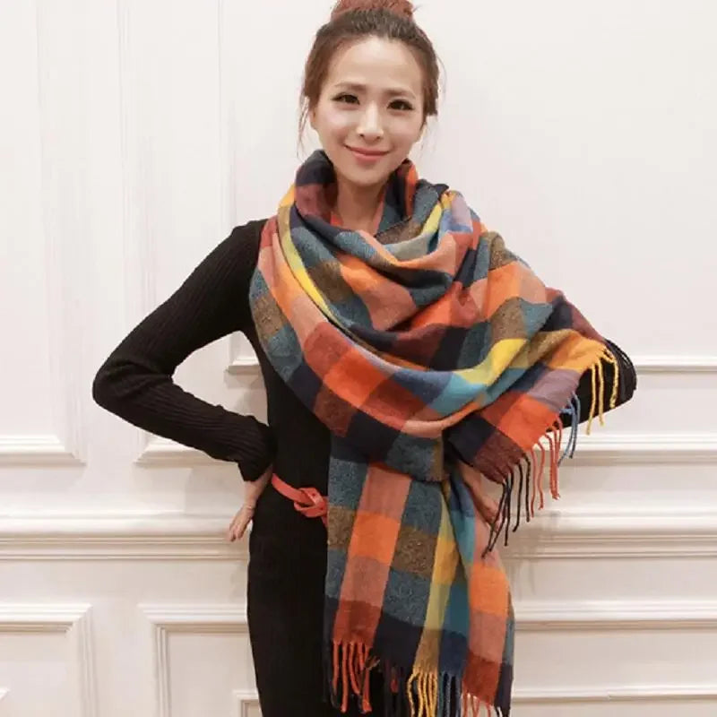 Lattice Imitation Cashmere Scarf