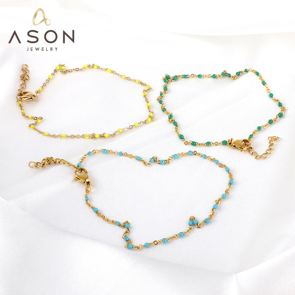Bohemian Blue Green Yellow Beads Anklet Chains