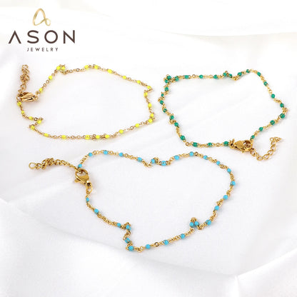 Bohemian Blue Green Yellow Beads Anklet Chains