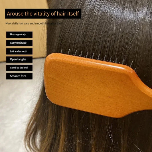 Wooden Airbag Massage Comb Scalp CareCurly Hair Brush