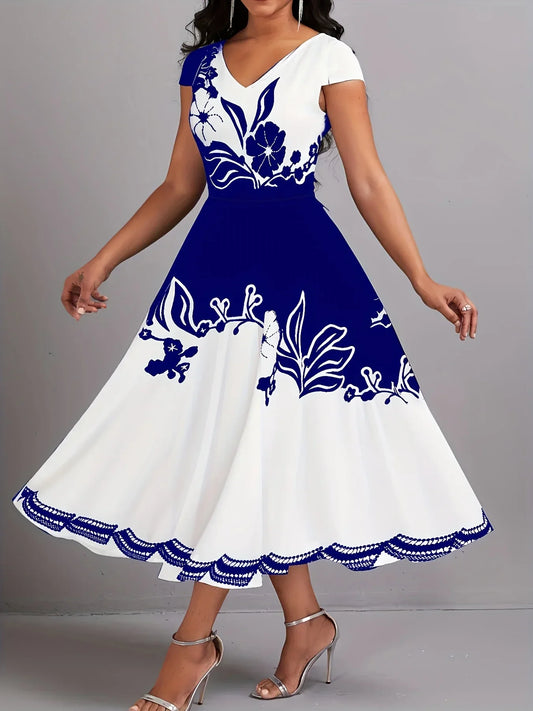 Peplum Floral Print Short Sleeves Dress