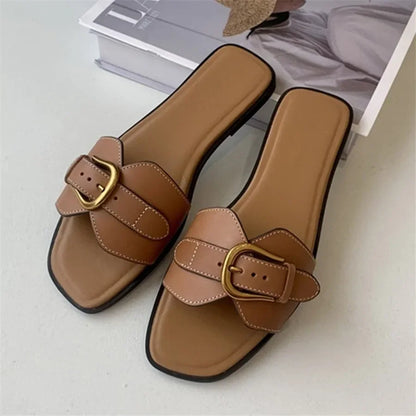 Flats Buckle Slides Gladiator Sandals