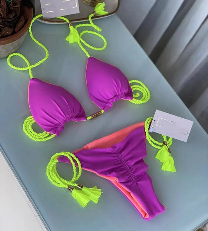 Bikini Backless Rope Triangle Swimsuit