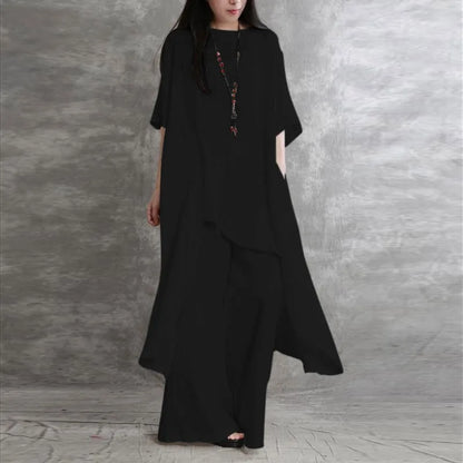 Trajes de pantalón ancho de lino y algodón