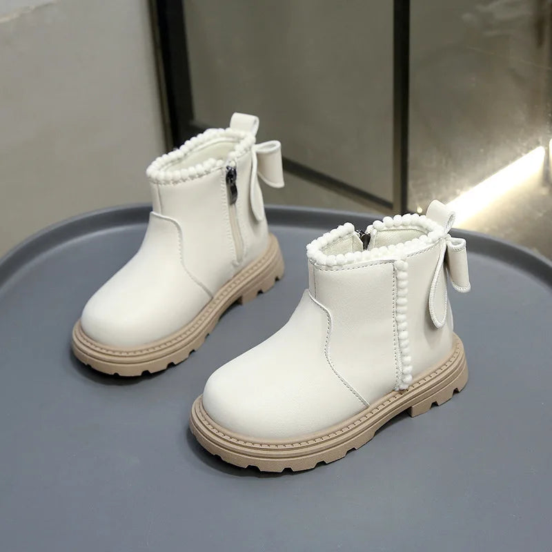 Baby Kids Super Warm Pu Leather Toddler Snow Short Boots