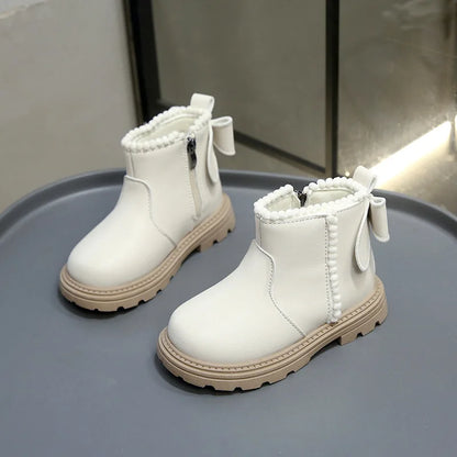 Baby Kids Super Warm Pu Leather Toddler Snow Short Boots