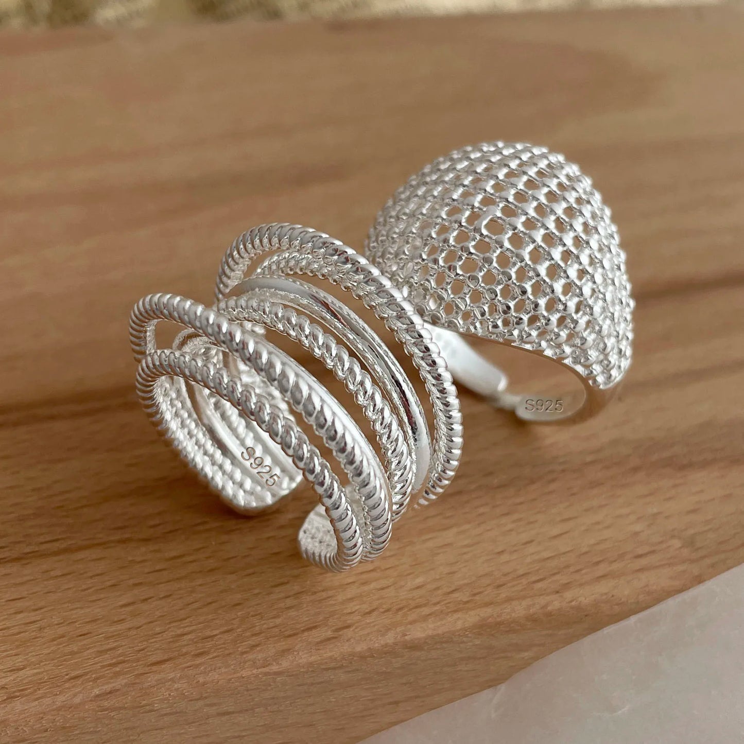 خاتم حفلة بسيط من الفضة الإسترلينية 925 مصنوع يدويًا