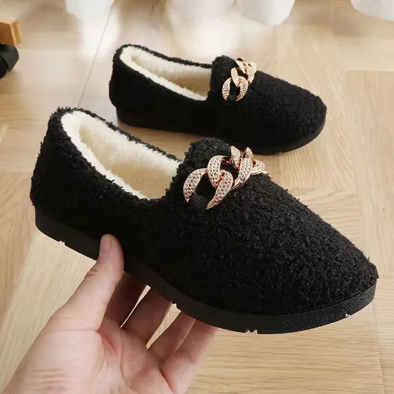 Warm Short Plush Lining House Slippers