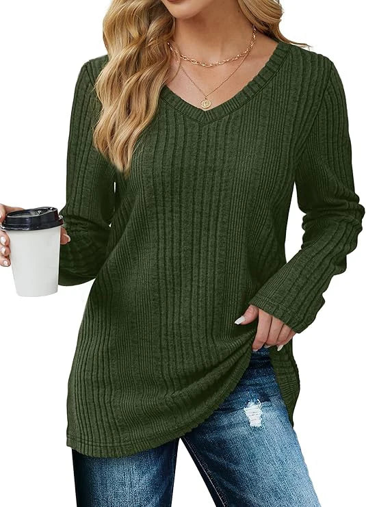 V-neck versatile top long sleeve Sweater