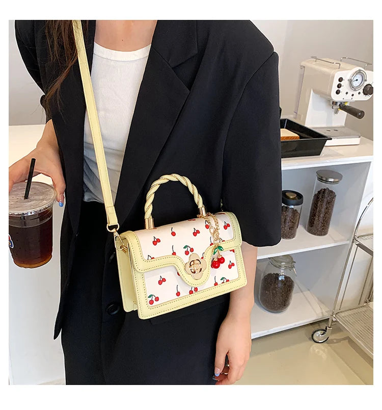 Sweet Cherry Square Chains Crossbody Bags