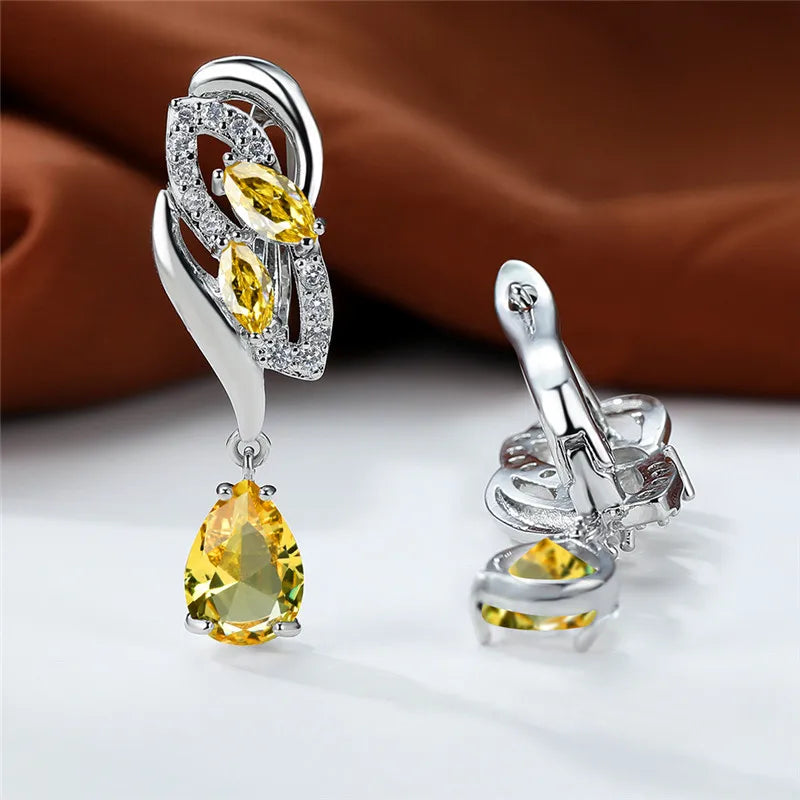 Blue Rainbow Stone Crystal Zircon Earrings